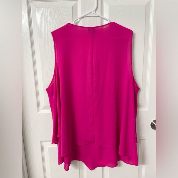 Worthington Woman Sleeveless Lace-Up Blouse Pink Size 3X Plus - Picture 3 of 4